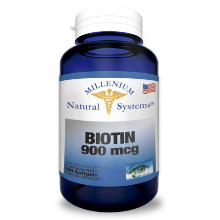 BIENESTAR Y NUTRICION BIOTINA 900 mcg – Frasco x 100 Softgels – MNS Millenium Natural Systems NATURAL SYSTEM
