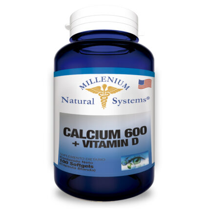 BIENESTAR Y NUTRICION CALCIUM 600 + VITAMIN D – Frasco x 100 Softgels – MNS Millenium Natural Systems NATURAL SYSTEM