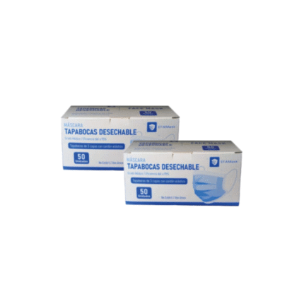 TAPABOCAS DESECHABLE (CAJA X 50 UND) (Pack X2)