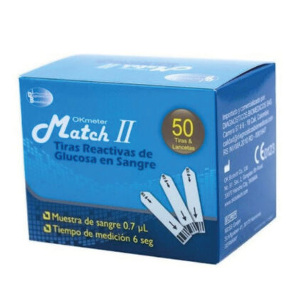 TIRAS REACTIVAS DE GLUCOSA (MATCH) CAJA X 50 UND