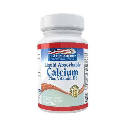 LIQUID ABSORBABLE CALCIUM 1200MG PLUS VITAMIN D3 (Frasco x 100 cap) HEALTHY AMERICA