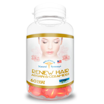CUIDADO PERSONAL RENEW HAIR ARGAN & CERAMIDES – Frasco x 60 Twist Caps – MNS Millenium Natural Systems CUIDADO DEL CABELLO
