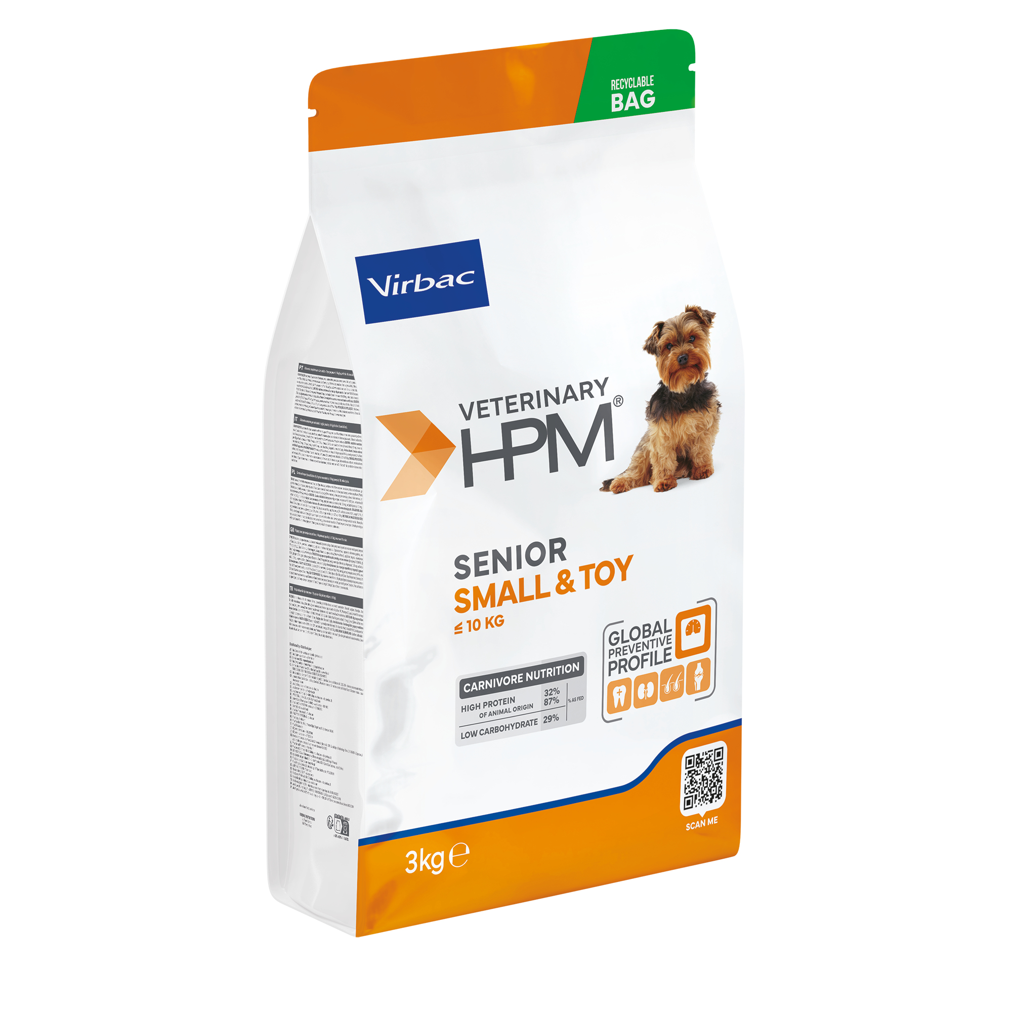 MASCOTAS VIRBAC HPM SENIOR DOG SMALL & TOY X 3 Kg ALIMENTO MASCOTAS ALIMENTOS VET PERROS