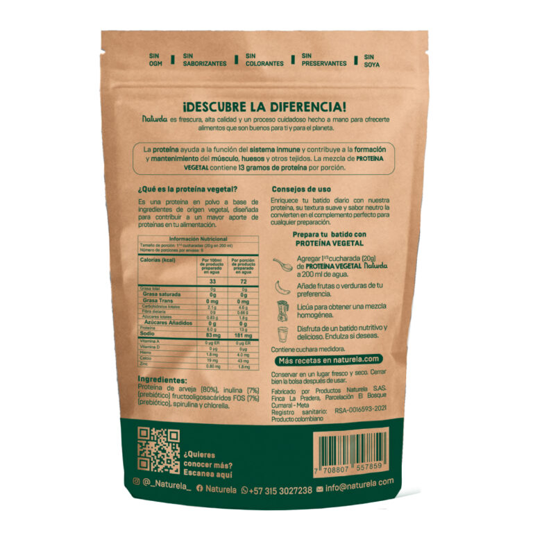 PROTEÍNA VEGETAL (Paquete X 190 GR) NATURELA - Imagen 2