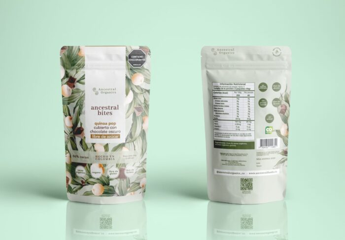 ANCESTRAL ORGANICS QUINOA POP CUBIERTA CON CHOCOLATE OSCURO X2 UND - Imagen 2