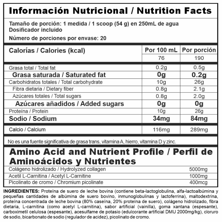 BIPRO LITE Proteina de Suero de Leche + Colageno Hidrolizado (Bolsa x 2.4 lb) NUTRAMERICAN - Imagen 2