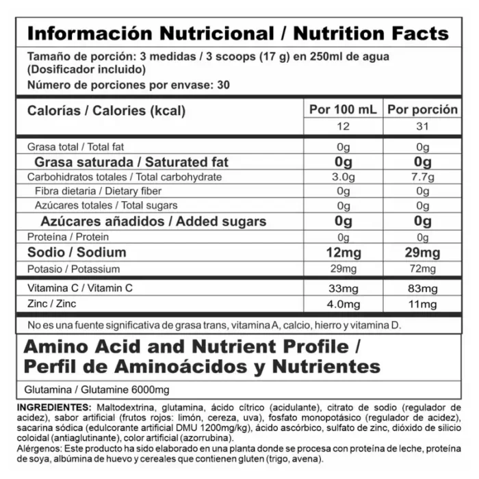 GLUTA STACK - Glutamina (Envase x 1.1 lb) NUTRAMERICAN - Imagen 2
