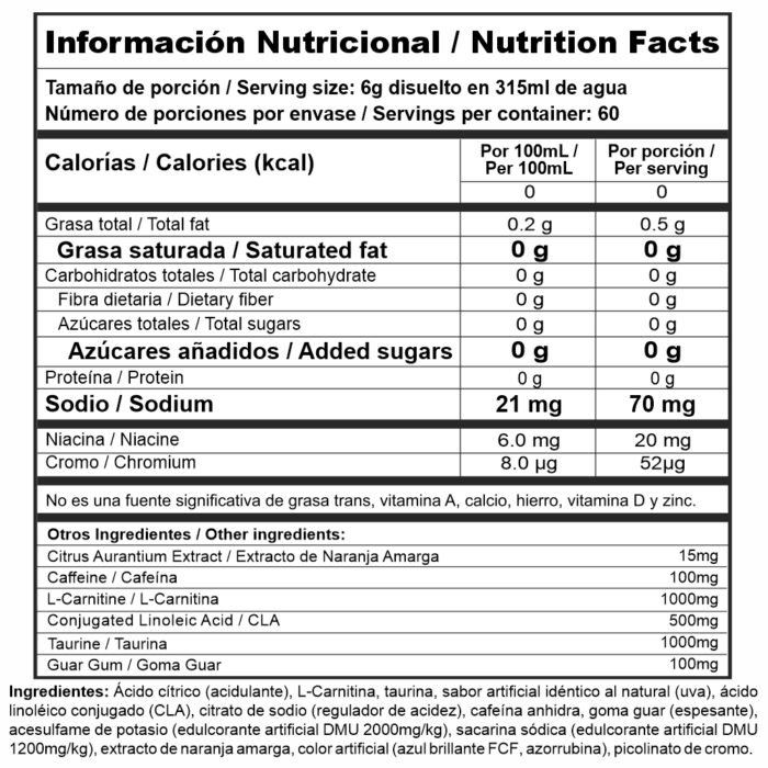 BURNER STACK Uva (Envase x 360 gr) NUTRAMERICAN - Imagen 2