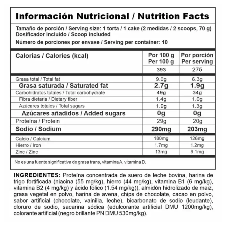 PROTEIN CAKE - Chocolate Torta Proteica (Bolsa x 1.5 lb) NUTRAMERICAN - Imagen 2