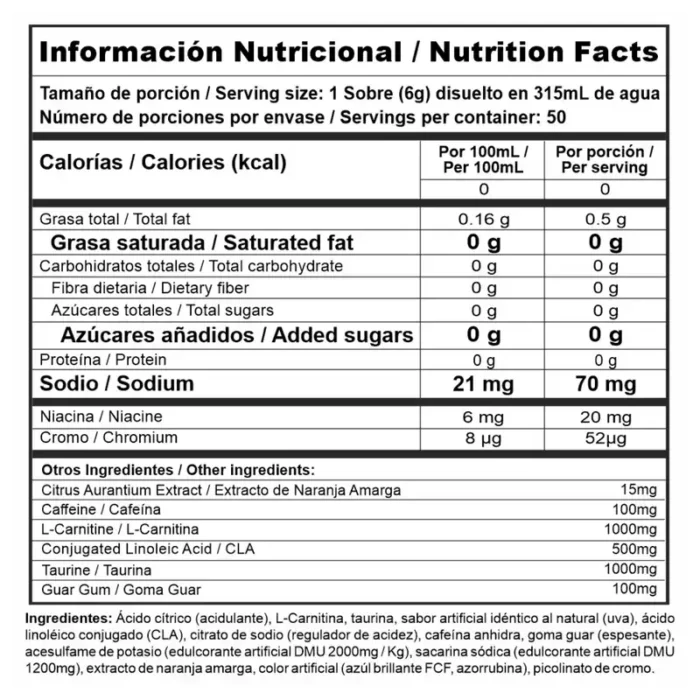 BURNER STACK (Display x 50 Sachets) NUTRAMERICAN - Imagen 2