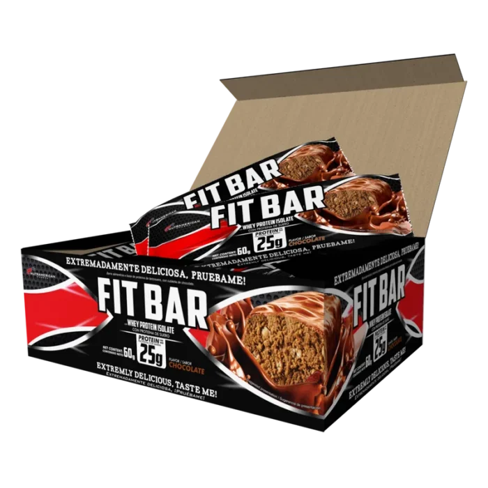 FITBAR - Chocolate Barra de Proteina (Caja x 6 Unidades) NUTRAMERICAN - Imagen 1