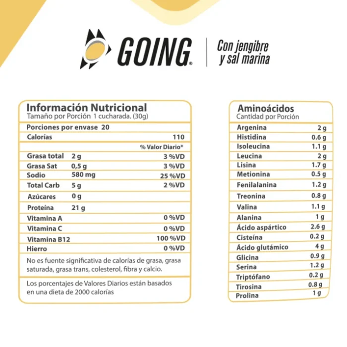 GOING Proteína Vegana Bolsa x 20 porciones sabor a VAINILLA - Imagen 2