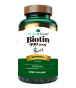 BIOTIN 900meg Vitamina H (B8) para Salud del Cabello y Piel (Envase x 100 cap) MEDICAL GREEN