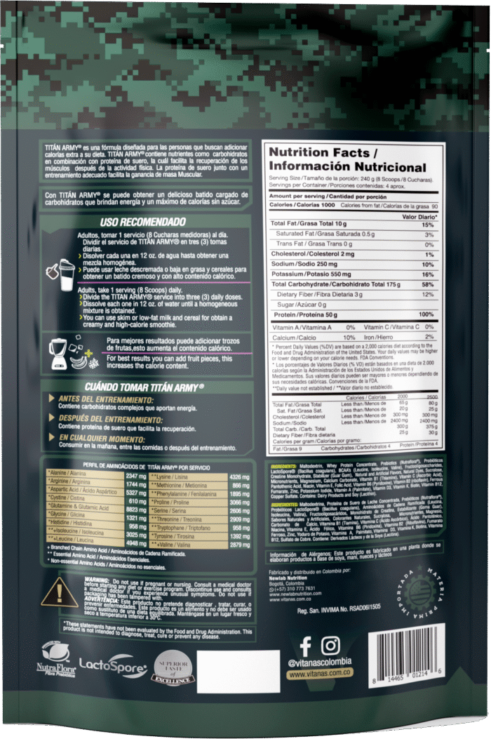 TITAN ARMY - Proteina x 2 lbs Vainilla VITANAS - Imagen 2