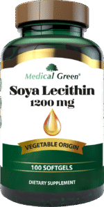 MEDICAL GREEN SOYA LECITHIN 1200mg Lecitina de Soya con Fosfolipidos para Salud Celular - 100 Capsulas