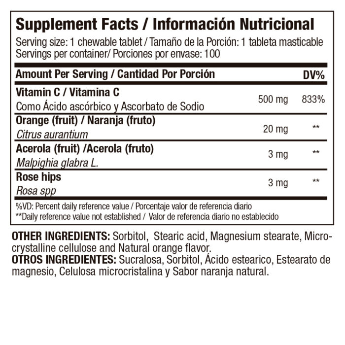 VITAMINA C MASTICABLE Apoyo Inmunologico y Antioxidante (Envase x 100 tabletas) MEDICAL GREEN - Imagen 2