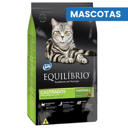 MASCOTAS EQUILIBRIO Alimento para Gatos Castrados Adultos Hairball – Prevencion Bolas de Pelo y Salud Urinaria – 1.5kg – ADM ADM