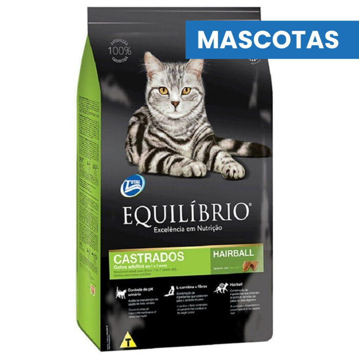 EQUILIBRIO Alimento para Gatos Castrados Adultos Hairball - Prevencion Bolas de Pelo y Salud Urinaria - 1.5kg - ADM - Imagen 1