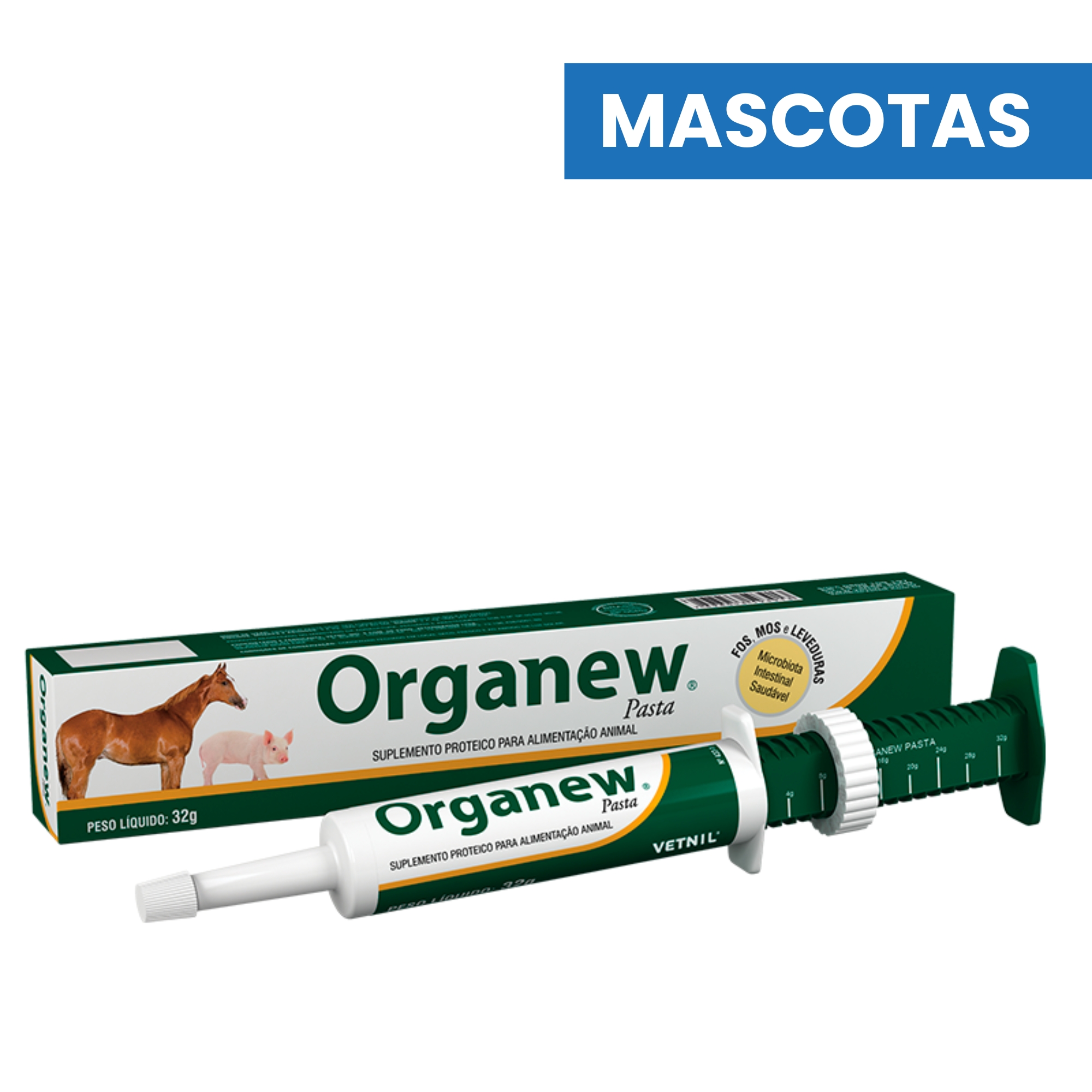 MASCOTAS ORGANEW Pasta – Mejora la Salud Intestinal – Equinos – 32g – VETNIL EQUINOS