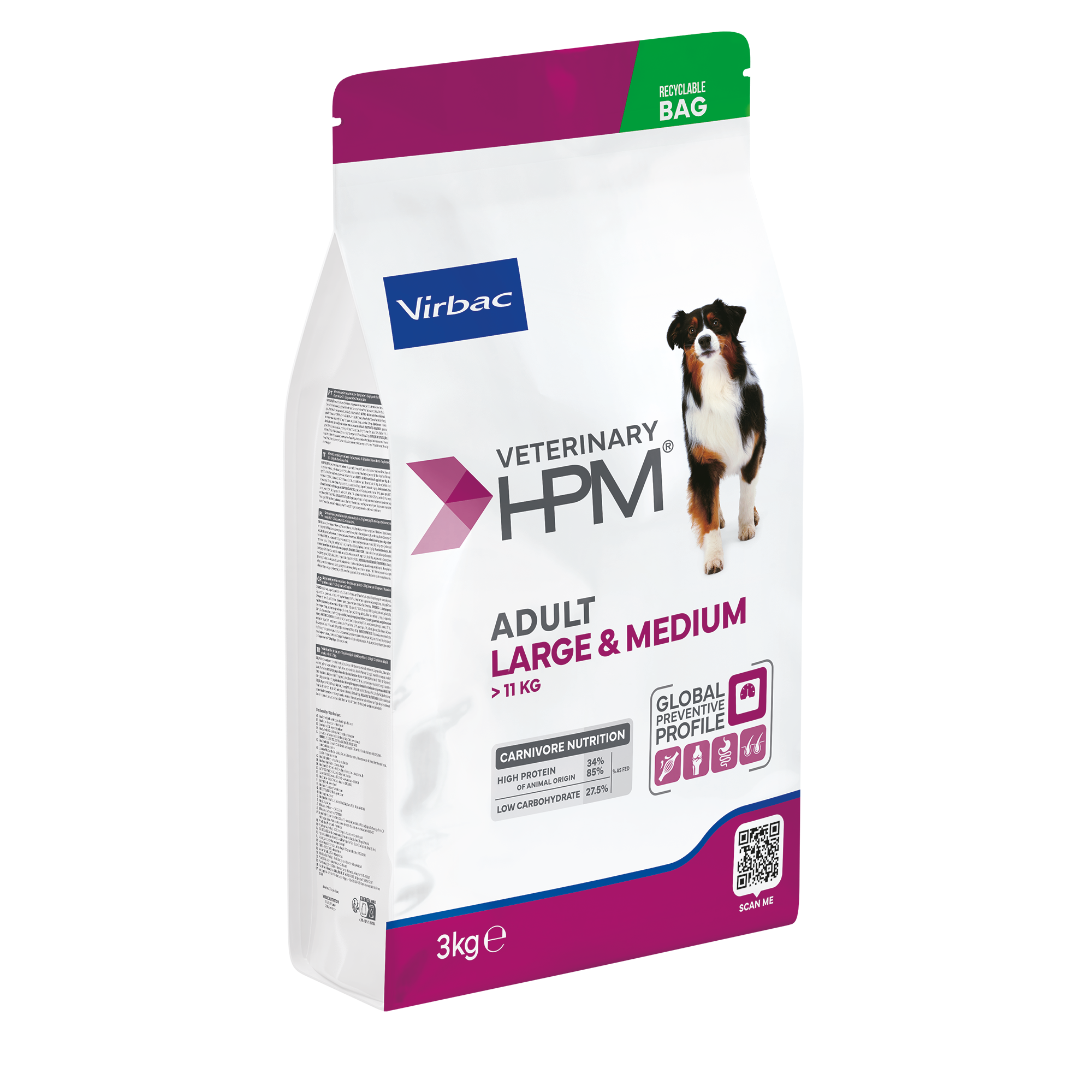 MASCOTAS VIRBAC HPM ADULT DOG LARGE & MEDIUM, Soporte Articular y Cutaneo – 3 kg MASCOTAS ALIMENTOS VET PERROS