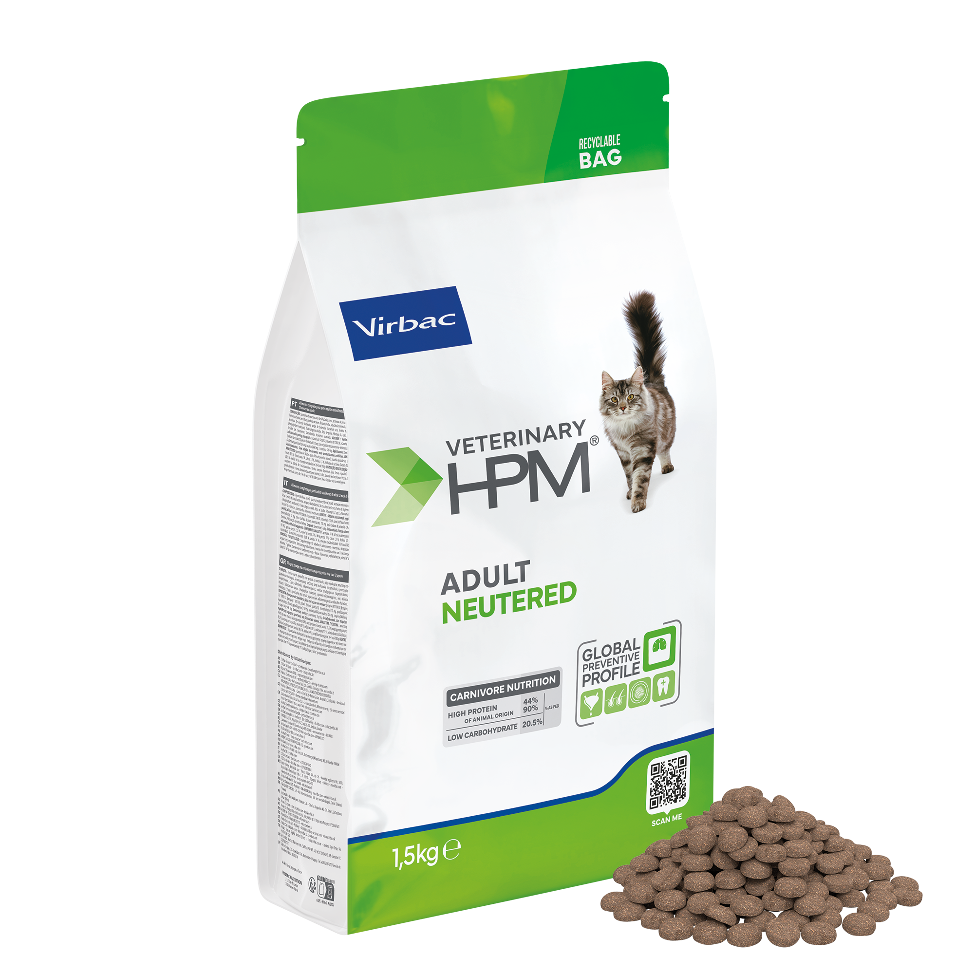 MASCOTAS VIRBAC HPM ADULT NEUTERED CAT 1.5 Kg MASCOTAS ALIMENTOS VET GATOS