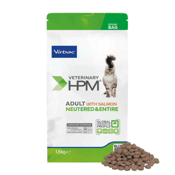 VIRBAC HPM ADULT WITH SALMON NEUTERED & ENTIRE CAT 1.5kg MASCOTAS - Imagen 2