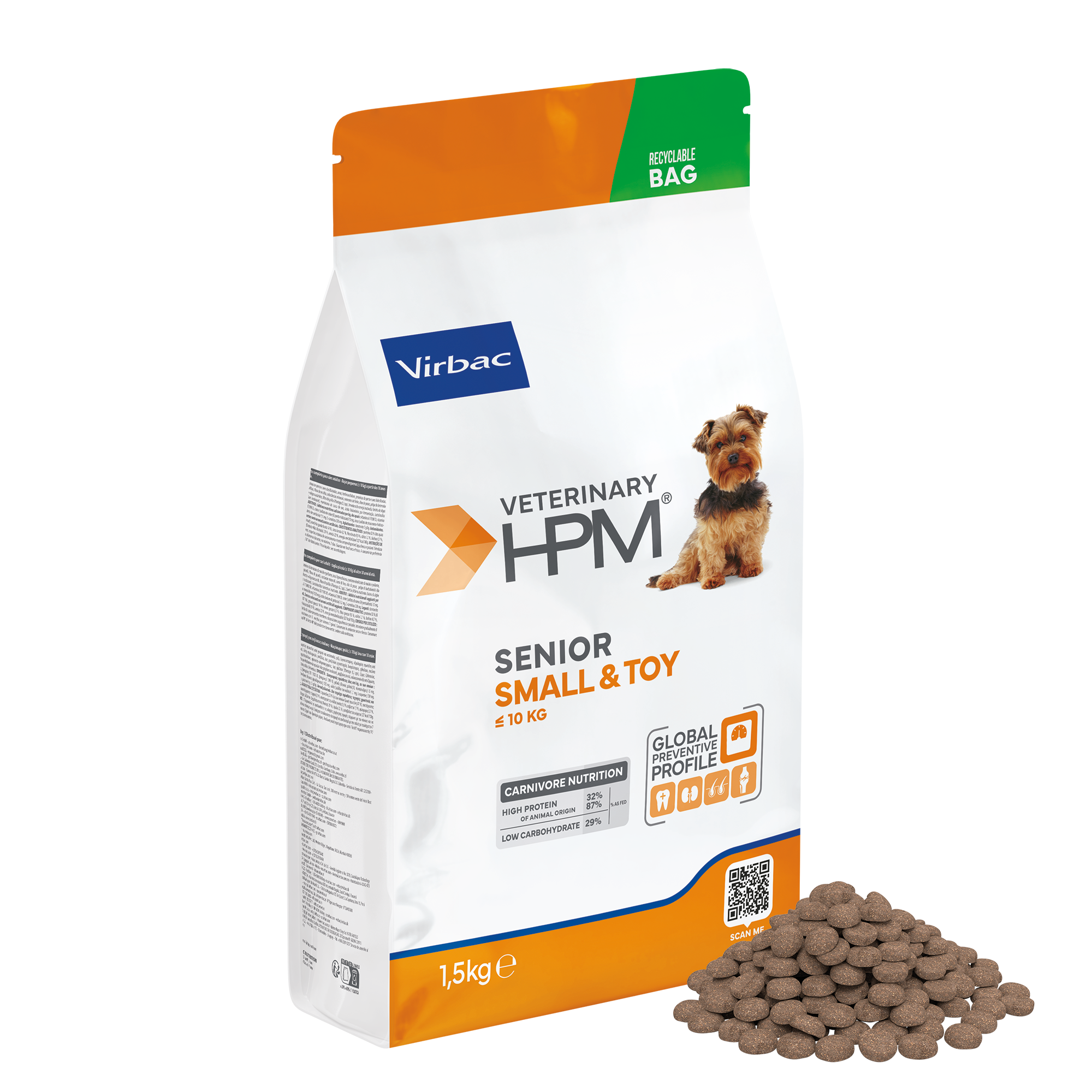 MASCOTAS VIRBAC HPM ADULT NEUTERED DOG SMALL & TOY – Control de Peso y Salud Dental 1.5 kg ALIMENTOS VET PERROS