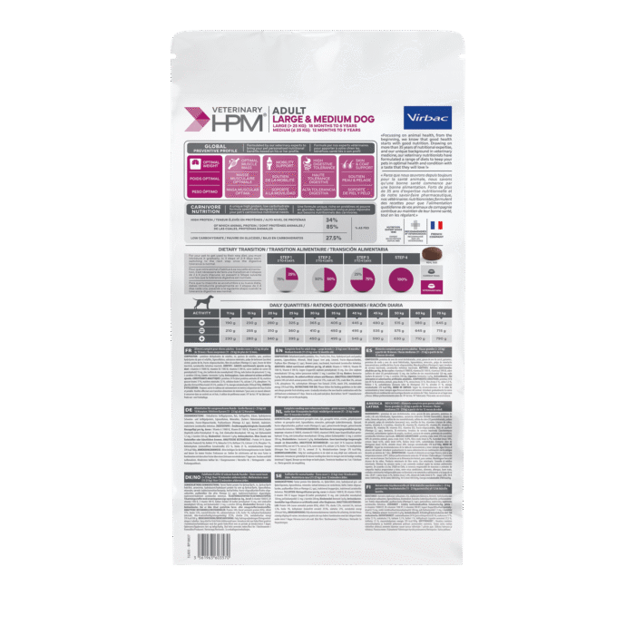 VIRBAC HPM ADULT DOG LARGE & MEDIUM  Nutrición Equilibrada y Peso Saludable  3 kg - Imagen 2