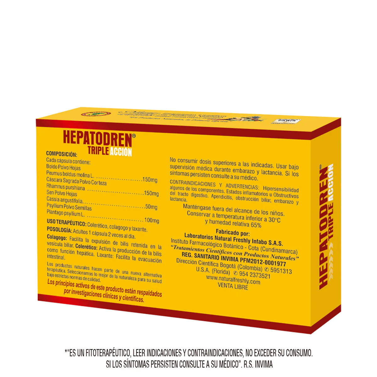 HEPATODREN  Drenador Hepatico y Digestivo  Natural Freshly  Blister x60 capsulas - Imagen 2