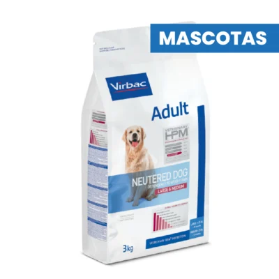 MASCOTAS VIRBAC HPM ADULT NEUTERED DOG LARGE & MEDIUM – Control de Peso y Saciedad – 3 kg ALIMENTOS VET