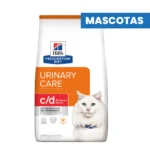HILL'S Prescription Diet - C/D URINARY CARE - Multicare Stress Alimento Seco de Pollo para Gatos - Control del Estres y Salud Urinaria, Disuelve Calculos en 7 Dias - 1.81kg