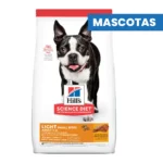 HILL'S SCIENCE DIET ADULT LIGHT SMALL BITES - Bajo en calorias para razas pequeñas - CHICKEN & RICE RECIPE - Glucosamina, omega 6, masculo magro, bocado pequeño - 2.26kg