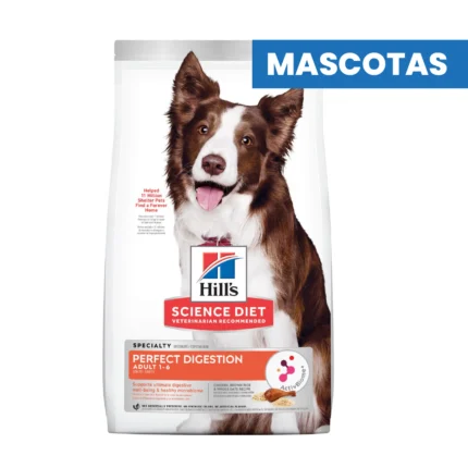HILL'S SCIENCE DIET ADULT PERFECT DIGESTION - Cuidado Digestivo con ActivBiome+ - CHICKEN, BROWN RICE & OAT RECIPE - Heces Regulares, Microbioma Equilibrado - 1.58kg