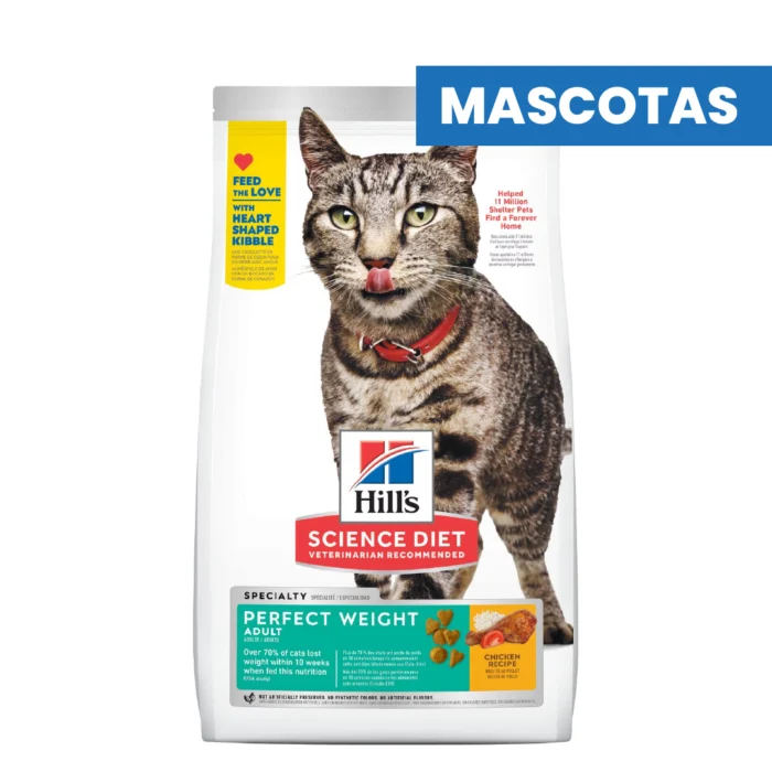HILL'S SCIENCE DIET ADULT PERFECT WEIGHT - Control de Peso Saludable para Gatos Adultos - DRY FOOD - Mantenimiento del Peso Ideal, Musculos Magros - 1.36kg - Imagen 1