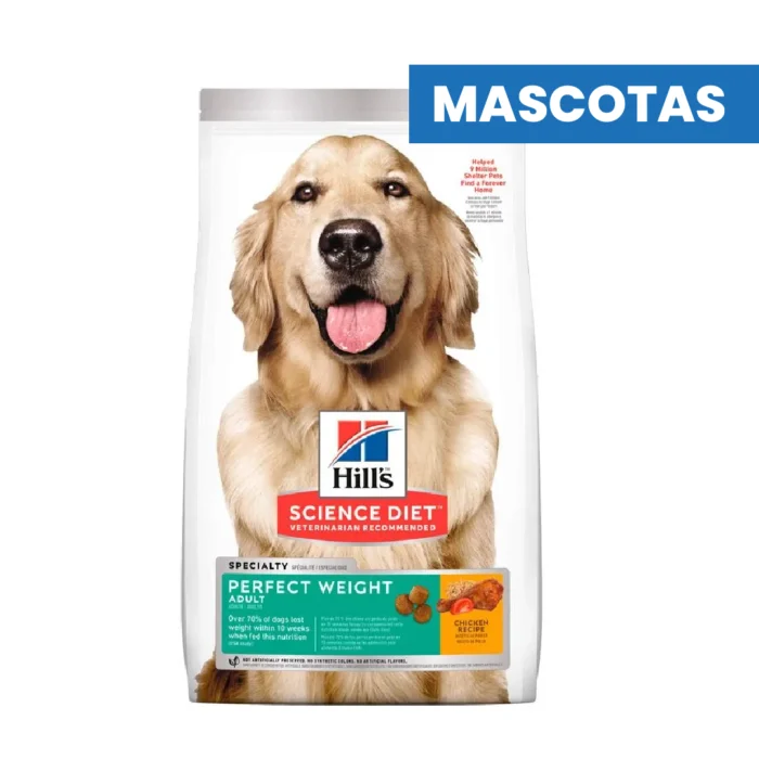 HILL'S SCIENCE DIET ADULT PERFECT WEIGHT - Control de peso eficaz y saludable - Bajo en grasa, alto en fibra, pollo magro, inmunidad reforzada - 1.81kg - Imagen 1