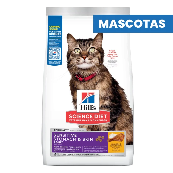 HILL'S SCIENCE DIET ADULT SENSITIVE STOMACH & SKIN - Piel y Estomago Sensibles - DRY FOOD - Digestion Optima, Pelaje Saludable, Sin Aditivos Artificiales - 1.59kg - Imagen 1