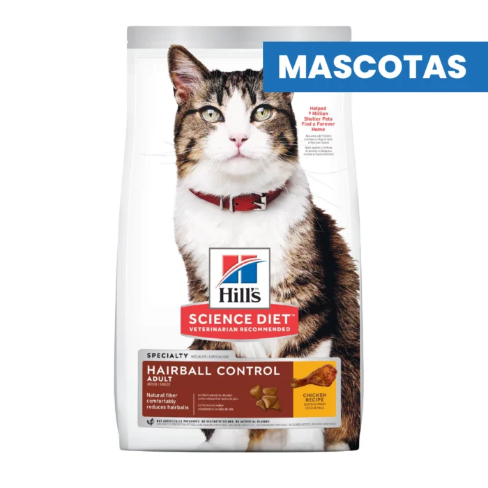 HILL'S SCIENCE DIET HAIRBALL CONTROL ADULT - Control de Bolas de Pelo - DRY FOOD - Piel y Pelaje Sanos, Proteina de Alta Calidad, Digestion Saludable - 1.58kg - Imagen 1