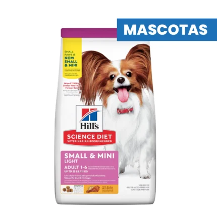 MASCOTAS HILL’S – Adult 7+ Pequeños y Mini – Diseñado para Razas Pequeñas Mayores, Sin Aditivos Artificiales – Apoya Energia y Vigor – 2.04kg ALIMENTOS VET HILL'S - Small & Mini Adult Light - Nutricion Personalizada Baja en Calorias - Para Perros Adultos Pequeños y Mini Menos Activos - 2.04kg