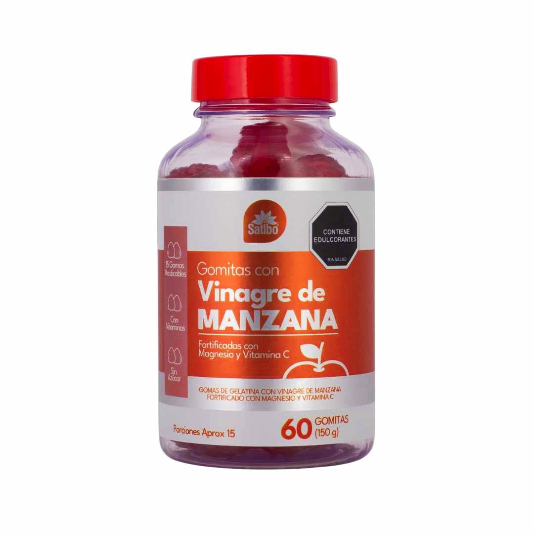 SALUD Y MEDICAMENTOS VINAGRE DE MANZANA Apoyo Digestivo y Energetico SATIBO Envase por 60 Gomitas APOYO DIGESTIVO