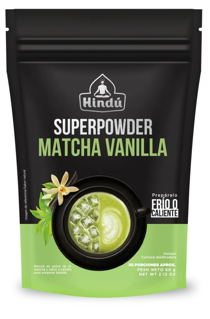 Superpowder Matcha Vanilla -  Mezcla en Polvo de Té Matcha con Sabor a Vainilla - Hindú - 100 g - Imagen 1