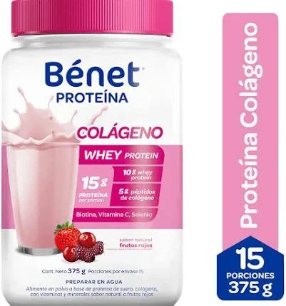 Proteína Whey Benet Colágeno Sabor Frutos Rojos - BÉNET- 375g