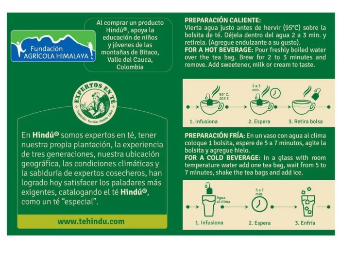 TÉ VERDE x 20 HINDU - Imagen 2