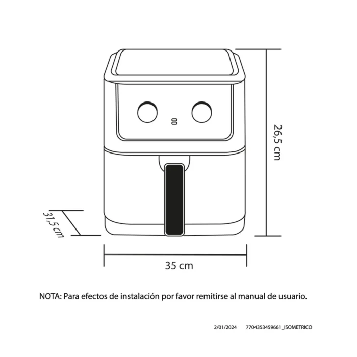 Freidora de aire Inox Negra - 6 litros - HACEB - Imagen 3