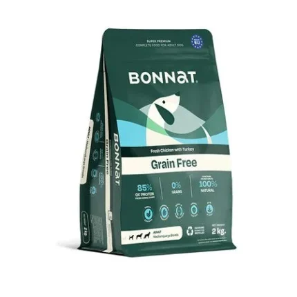 BONNAT GRAIN FREE CANINE ADULT MEDIUM/LARGE BREEDS 2 KG, ALIMENTO MASCOTAS